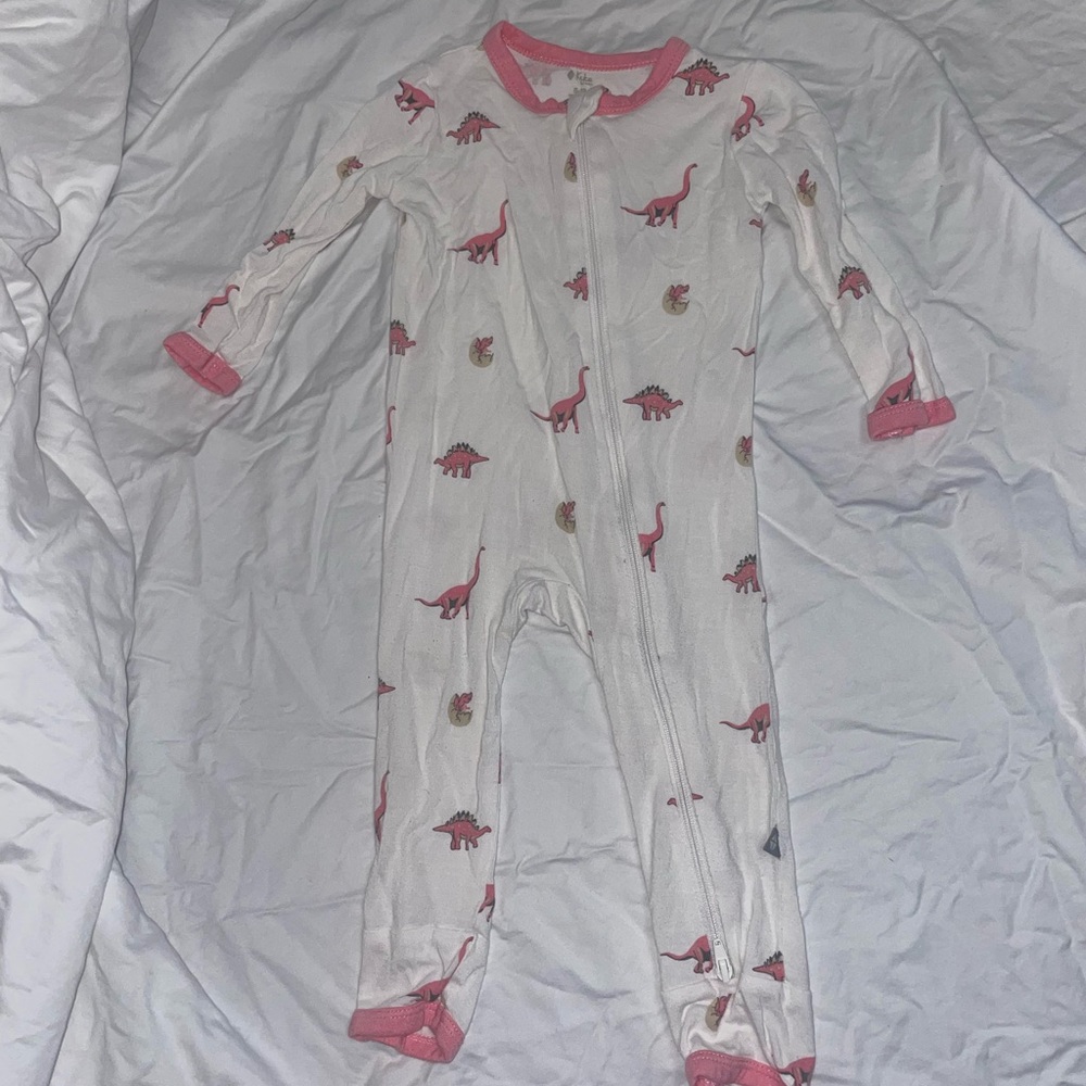 Kyte Baby 6-12 Month Pink Dinosaur Zip-Up Bodysuit